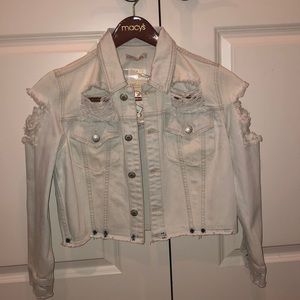 C&C CALIFORNIA DESTROYED CROP DENIM JACKET